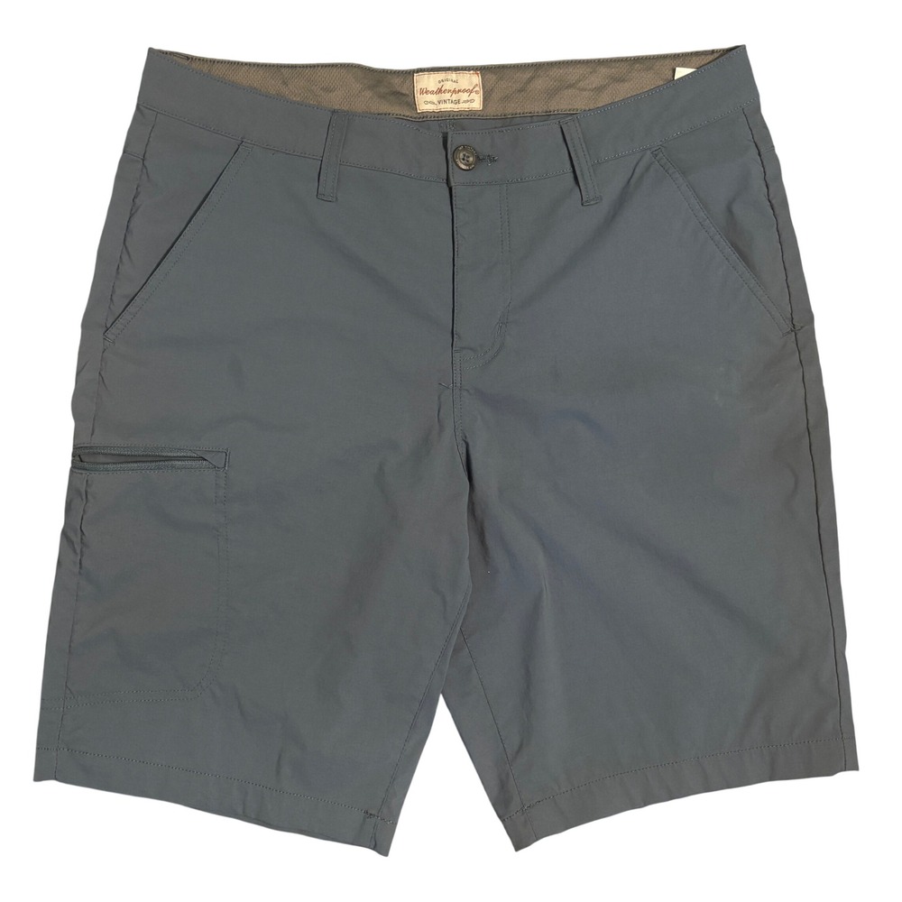 Weatherproof Vintage Shorts 34 Blue Gray Nylon Spandex Zipper Pocket